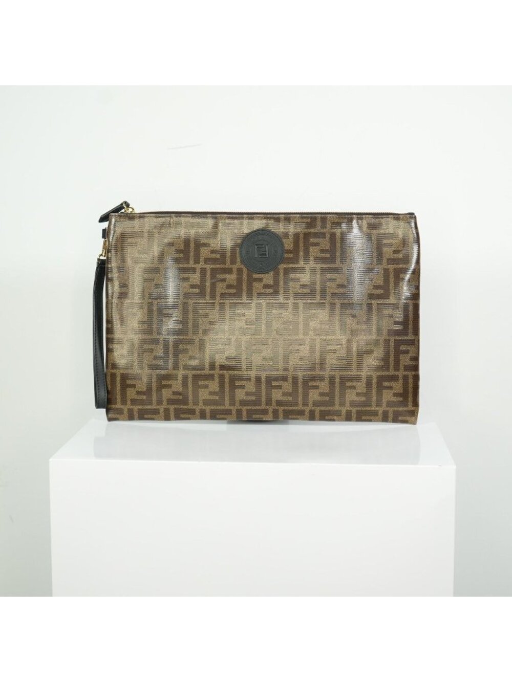 Fendi Zucca Brown Canvas Flat Pouch